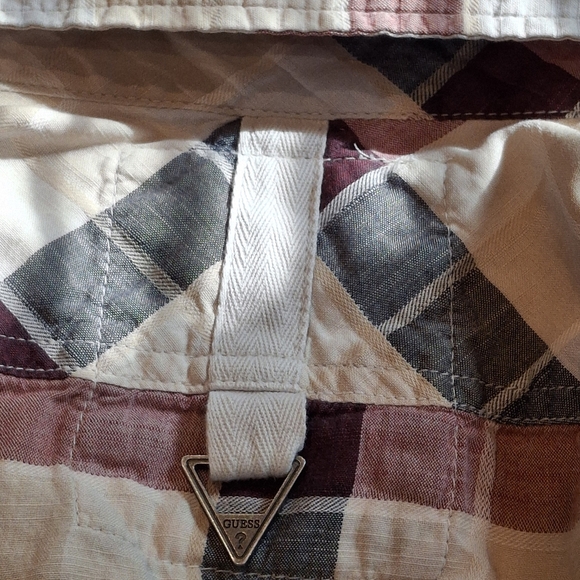 VTG Guess Women's Maroon & White Plaid Western Button Down Shirt Size XL - Picture 9 of 15